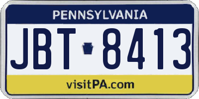 PA license plate JBT8413