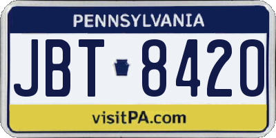 PA license plate JBT8420