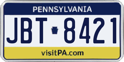 PA license plate JBT8421