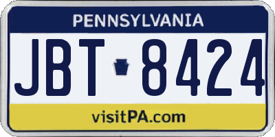PA license plate JBT8424