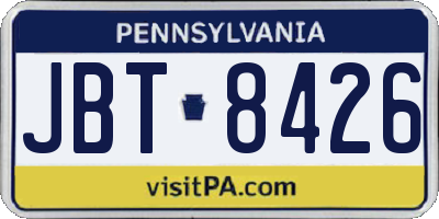 PA license plate JBT8426