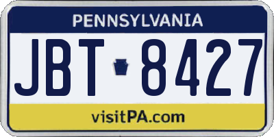 PA license plate JBT8427