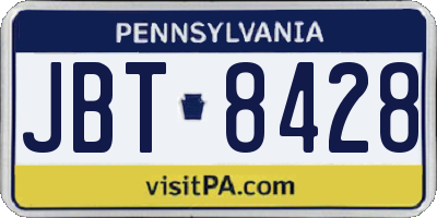 PA license plate JBT8428
