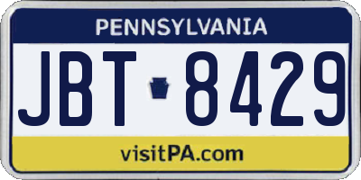 PA license plate JBT8429