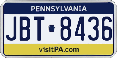 PA license plate JBT8436