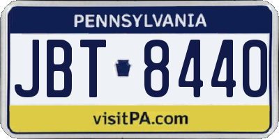 PA license plate JBT8440