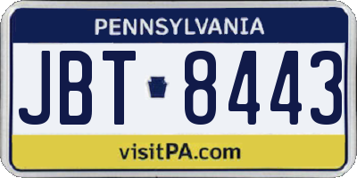PA license plate JBT8443