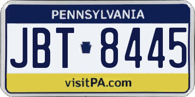 PA license plate JBT8445