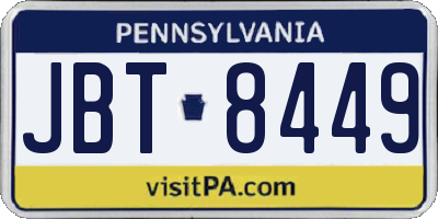 PA license plate JBT8449