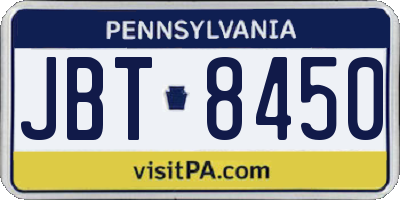 PA license plate JBT8450