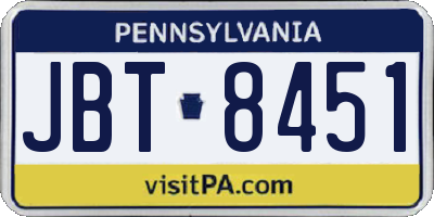 PA license plate JBT8451