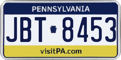 PA license plate JBT8453