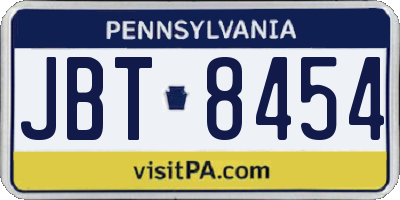 PA license plate JBT8454