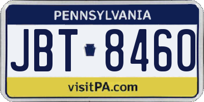 PA license plate JBT8460