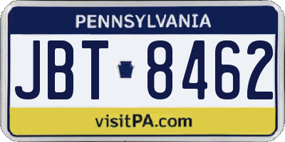 PA license plate JBT8462