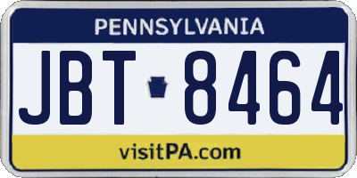 PA license plate JBT8464