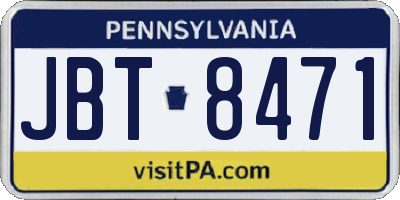 PA license plate JBT8471