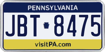 PA license plate JBT8475