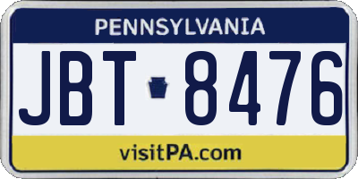 PA license plate JBT8476