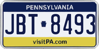 PA license plate JBT8493