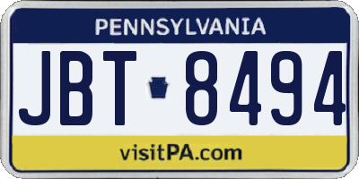 PA license plate JBT8494