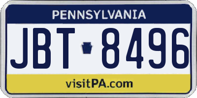 PA license plate JBT8496