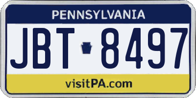 PA license plate JBT8497