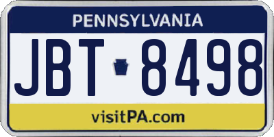 PA license plate JBT8498