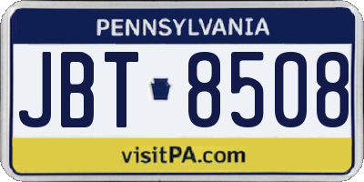 PA license plate JBT8508