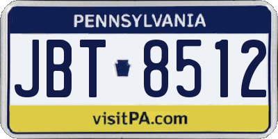 PA license plate JBT8512