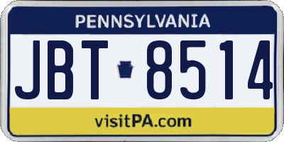 PA license plate JBT8514