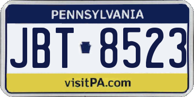PA license plate JBT8523