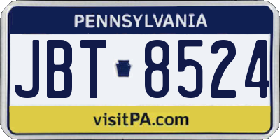PA license plate JBT8524