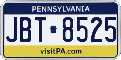 PA license plate JBT8525