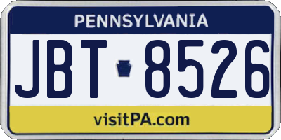 PA license plate JBT8526