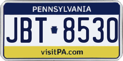 PA license plate JBT8530