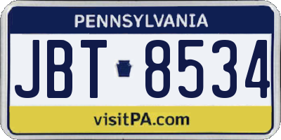 PA license plate JBT8534