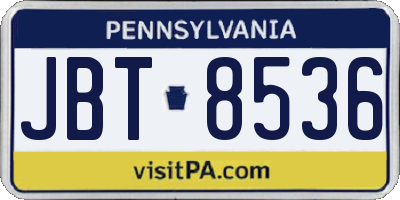 PA license plate JBT8536
