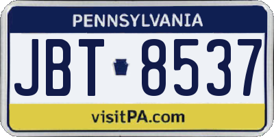 PA license plate JBT8537