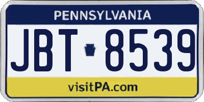 PA license plate JBT8539