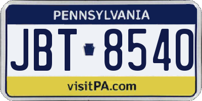 PA license plate JBT8540