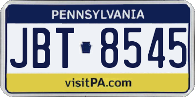 PA license plate JBT8545