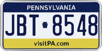 PA license plate JBT8548