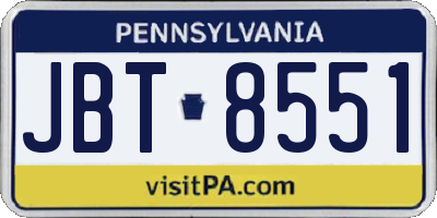 PA license plate JBT8551