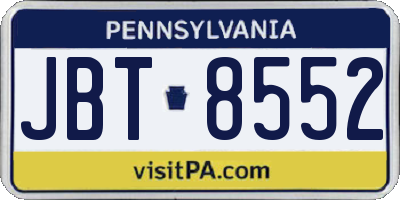 PA license plate JBT8552