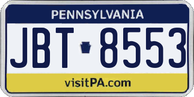 PA license plate JBT8553