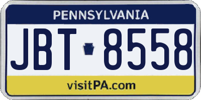 PA license plate JBT8558