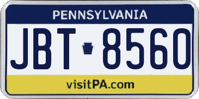 PA license plate JBT8560
