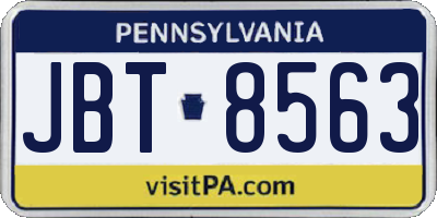 PA license plate JBT8563