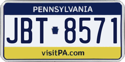 PA license plate JBT8571